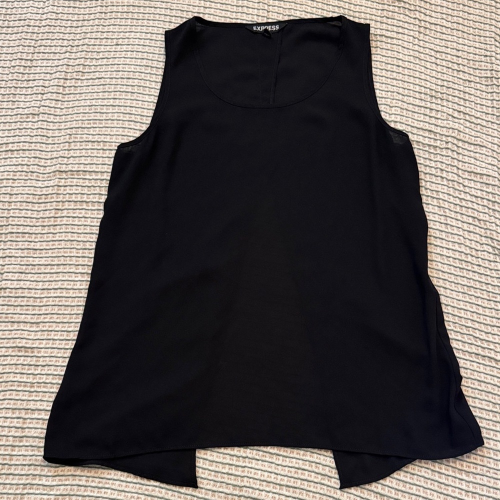 Express Black Open Back Sleeveless Blouse | Size Small | Chic Minimal